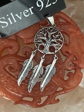 Silver Tree Of Life  Dream Catcher Pendant With Fine Silver Necklace