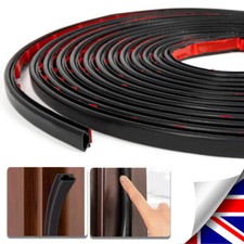 D-Shape Rubber Weather Seal Strip Draught Excluder Black For Door Frame Gaps &6M