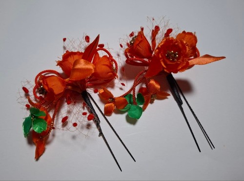 Orange hair ornament - hair,