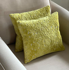 Brand New Hand Made Designers Guild velvet cushion in Lime Green damask 