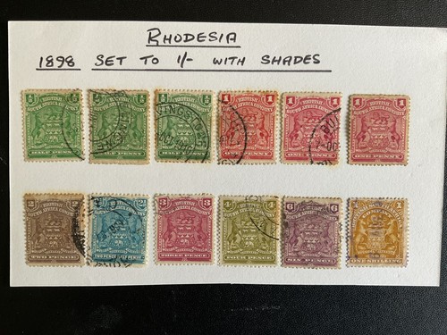 Rhodesia 1898 part set 1s - rhodesia,