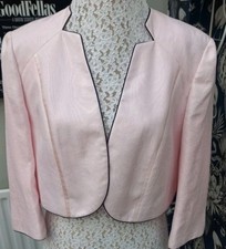 Shimmering Pale Ice Pink Jacques Vert Short Jacket Size 16. 3/4 Sleeve. VGC
