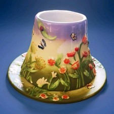 Yankee Candle Small Shade Plate Meadow Butterfly Ladybird Summer Garden Ceramic