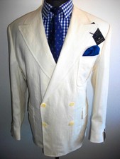 NEW PURE LINEN BOATING BLAZER JACKET 44 SAFARI Hacking Norfolk SUIT SPORTS COAT