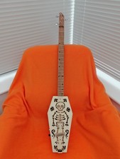 3 STRING HOMEMADE FRETTED ACOUSTIC/ELECTRIC CRAFT COFFIN BOX GUITAR