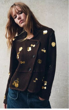 ZARA KNIT CARDIGAN WITH GOLD