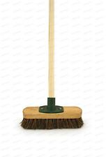 9" Deck Scrub Yard Scrubbing Brush Stiff Hard Bristle Outdoor Broom & Handle
