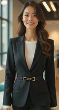 Women Black Elastic Narrow