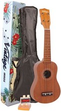 Vintage VUK20N Soprano Ukulele with carry bag, pitch pipes, plectrum