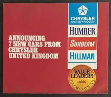 CHRYSLER UK Range Humber Sunbeam Hillman Car Sales Brochure 1971 #C9403/H