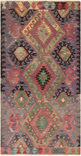 Vintage Hand Woven Traditional Kilim Rug 5'6" x 10'9" Oriental Wool Carpet