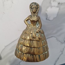 VINTAGE BRASS CRINOLINE LADY BELL WITH LAYERED SKIRT & BONNET Working Condition