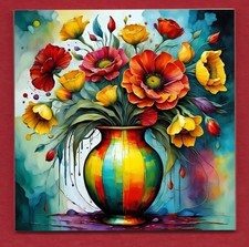 Striped Vase of Flowers