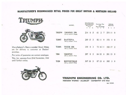 Triumph tr25w tr6 - tr25w/tr6, t100t