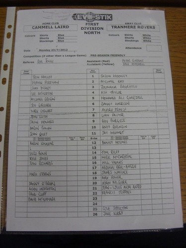 2012 teamsheet cammell - teamsheet:,