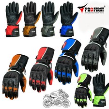 Men Motorbike Motorcycle Textile Leather Gloves Waterproof Padded Knuckles Glove