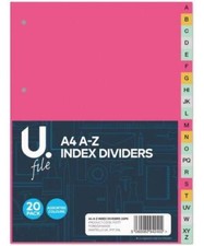 20Pk A-Z Index Dividers / abc alphabetical Order A4 Universally Punched Strong.