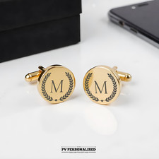 Personalised Cufflinks Custom Engraved Initials for Dad Husband Son Boyfriend