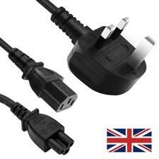 UK 3-Pin Plug AC Mains Power Cable IEC C13 / Clover Leaf Cattle Lead Cord PC TV