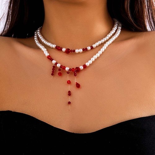 Pearls tassel choker gothic - tassel,