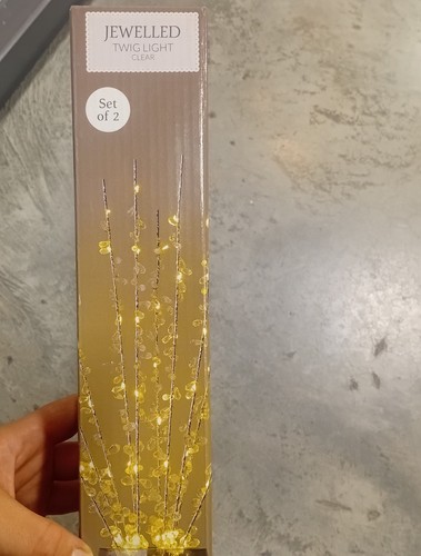 Clear jewelled twig lights set - jewelled,