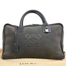 LOEWE Anagram logo Amazona handbag suede Leather Gray Spain 83CA237