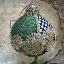 Mackenzie Childs Courtly Check Emerald Luxe EXTRA LARGE HANGING FABRIC ORNAMENT