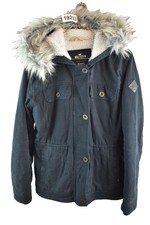 HOLLISTER Blue Lined Parka Jacket size M Womens button Up Casual Outdoors