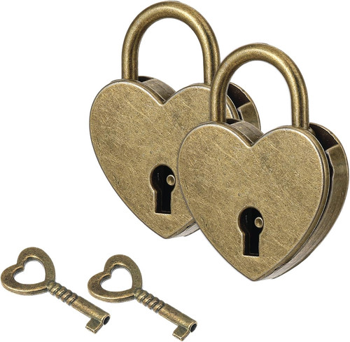 2pc mini antique padlock - mini, heart