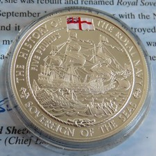 JERSEY 2003 SOVEREIGN OF THE SEAS SILVER PROOF £5 CROWN - history the royal navy