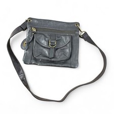 Fossil Ladies Metallic Gray Crossbody Satchel Purse Shimmery 