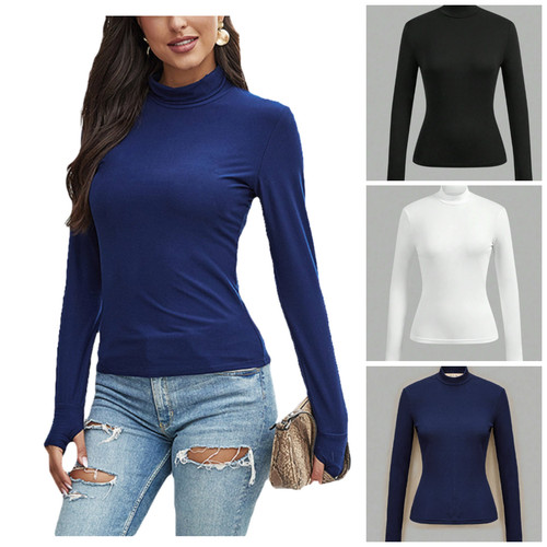 Ladies polo neck top stretch - neck,