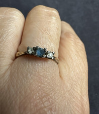 Art Deco 835 Silver Blue Paste Ring -UK Size P