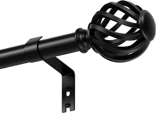 Black curtain poles - curtain, eyelet
