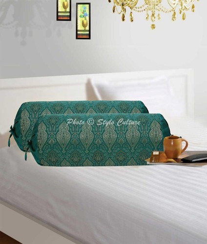 Green bolster cover brocade - bolster,