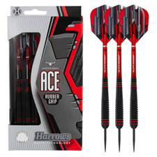 Harrows Ace Steel Tip Darts - Unique Non Slip Rubber - 20g 22g 24g or 26g