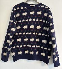 Navy Sheep Vintage Wool Jumper Mary Dawson  Size Medium