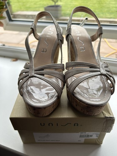 Unisa shoes grey cork wedge - grey,
