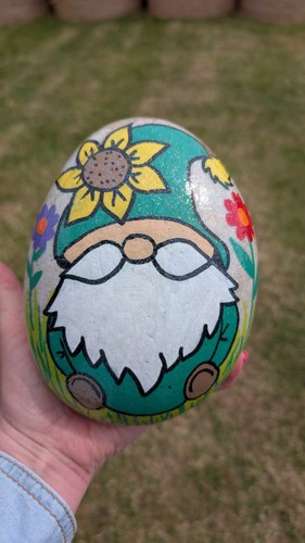 Large hand painted pebble - hand,