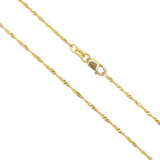 22ct Gold Twisted Chain Lightweight Fancy Ripple Necklace 16 Inches 1.4mm Width