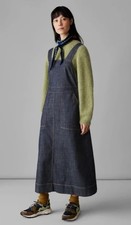 TOAST BNWOT £165 Size 10 Indigo Denim Pinafore Dress/Dark Blue/Pockets/Long/Maxi