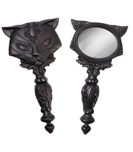 Black cat hand mirror alchemy - black,