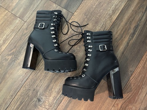 Black platform boots - boots, sz