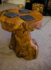 Aged Natural Wooden Coffee Table Tree Stump/Trunk, Rustic Furniture