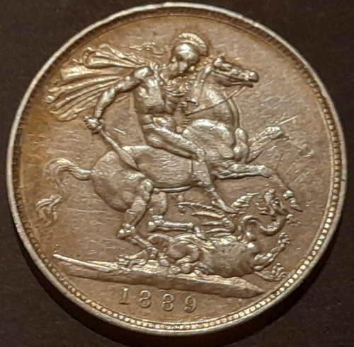 1889 silver 28g crown graded - 1889,