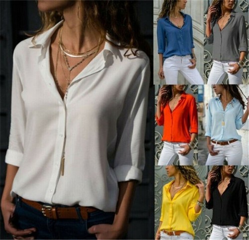 Womens chiffon neck tops - womens, v