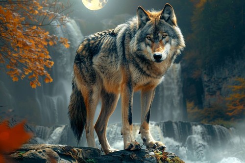 Wolf full moon - moon, picture