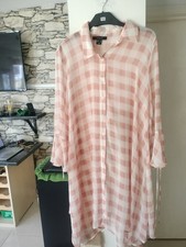 Ladies check white salmon pink shirt dress size 18 new
