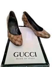 Gucci Authentic Lady's Wedge Monogram Court Shoes Sz Eur37 UK 4