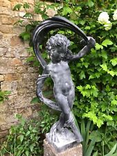  Girl with scarf, lead finish  made of cast iron 101 cm tall. - Lead look statue